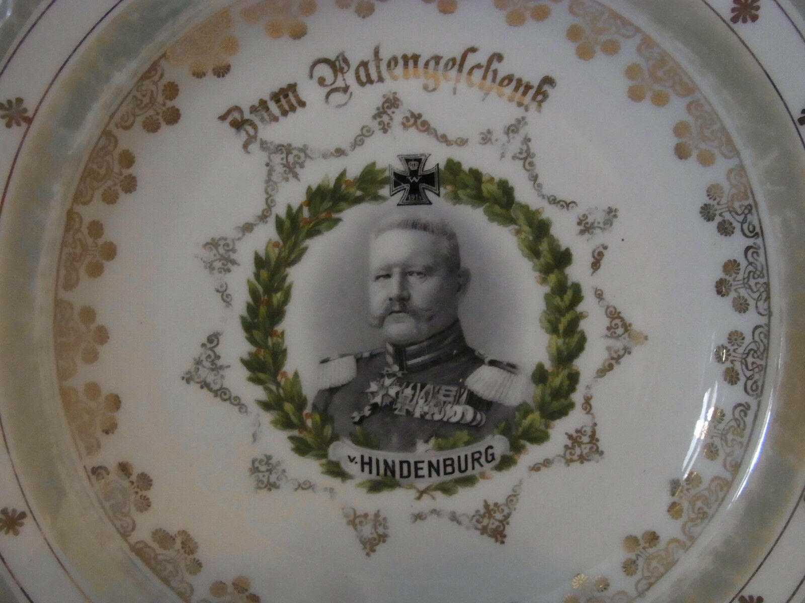 Old Vintage German Patriotic Plate Hindenburg WWI #^