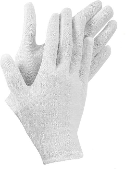 1 Pairs White Cotton Gloves-MEDIUM Size for Coin Jewelry Silver Inspection