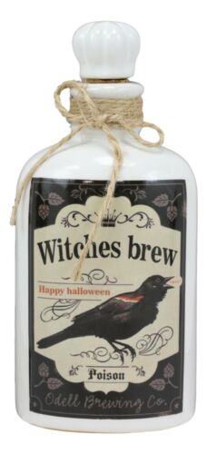 Ceramic Mad Doctor Scientist Halloween Witches Brew Raven Poison Prop Bottle