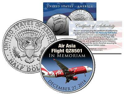 Air Asia Flight Q28501 *In Memoriam* 2014 JFK Kennedy Half Dollar Colorized Coin