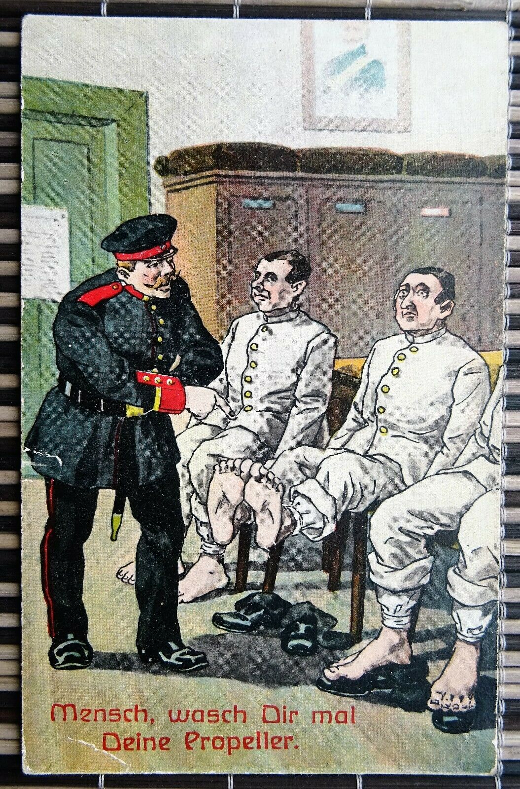 WWI. Man, Wash Your Propellers! Patriotic Satirical Fieldpost Card 1917