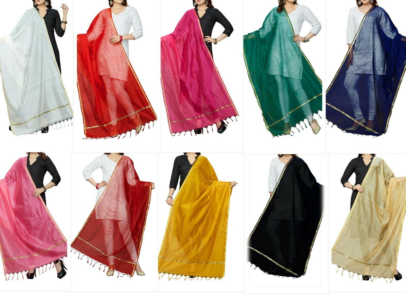 Dupatta  Chunni Art Silk Stole Scarf Wrap Indian Hijab Plain Stylish Party Wear